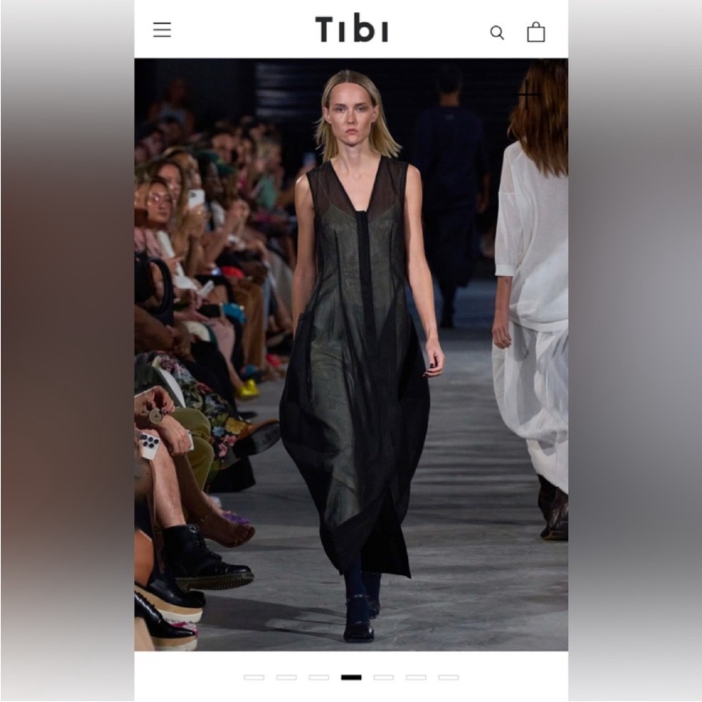 Tibi Black Sheer Midi Dress